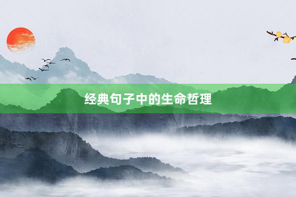 经典句子中的生命哲理